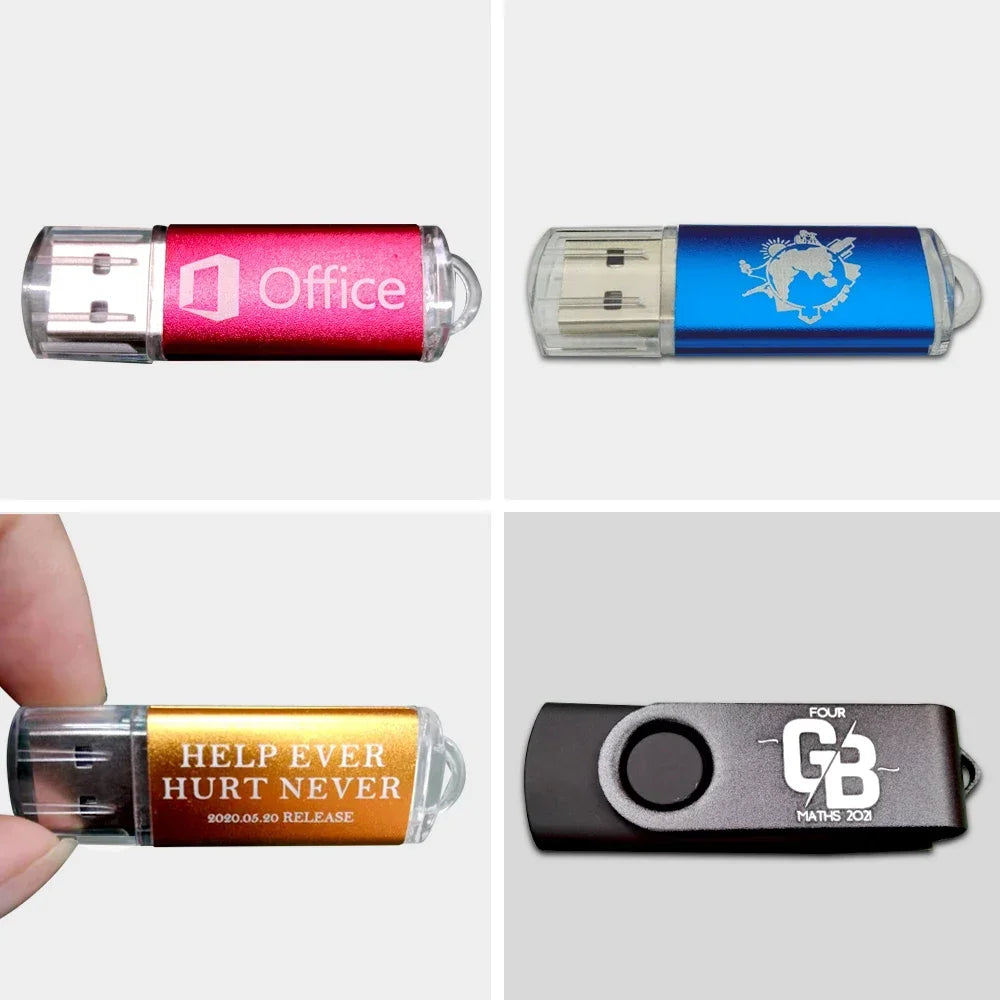 100PCS USB 2.0 Pendrive 128GB 64GB 32GB 16GB 8GB USB Flash Drive 4GB 2GB Free Laser Logo 2.0 USB Flash Drive Stick Best Gift
