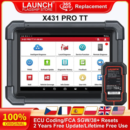 LAUNCH X431 PRO TT Car Diagnostic Tool OBD2 Scanner Full Systems ECU Coding Active Test VAG Guided DBScar VII ADAS Calibration