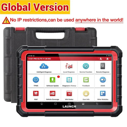 LAUNCH X431 PRO ELITE 8 inch Car Diagnostic Tools Auto OBD OBD2 Scanner All System CAN FD/DOIP Active Test 31 Reset ECU Coding