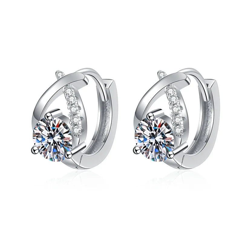 0.5CT 5MM Real Moissanite Hoop Earring with Certificate S925 Sterling Silver Luxury Sparkling Diamond Earrings For Women Jewelry