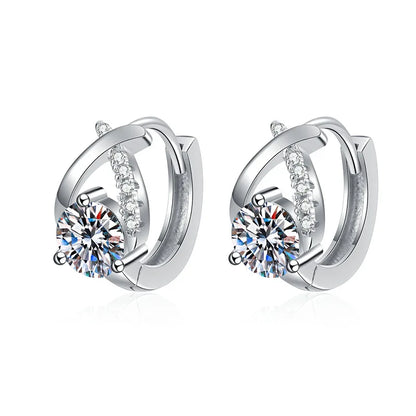 0.5CT 5MM Real Moissanite Hoop Earring with Certificate S925 Sterling Silver Luxury Sparkling Diamond Earrings For Women Jewelry