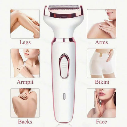 Ladies' electric shaver, 4-in-1 rechargeable beauty set, ladies' facial, nose, leg and underarm shavers, painless dry and wet sh