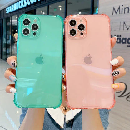 Luxury Jelly Clear Silicone Soft Case For iPhone 11 12 13 14 15 16 Pro Max 16 Plus Shockproof Protection Transparent Back Cover