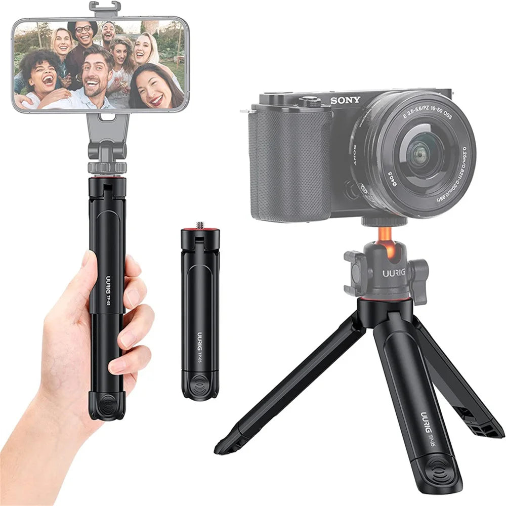 Upgrade U-Vlog Lite Mini Tripod with 360 Ball Head & Cold Shoe Selfie Stick Tabletop Tripod for Iphone Android Phone DSLR Camera