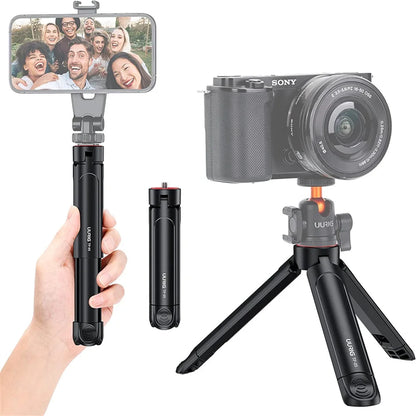 Upgrade U-Vlog Lite Mini Tripod with 360 Ball Head & Cold Shoe Selfie Stick Tabletop Tripod for Iphone Android Phone DSLR Camera