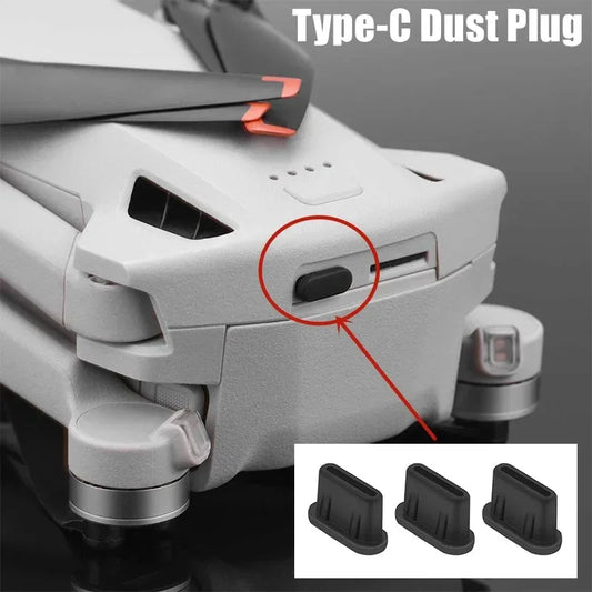 Soft Silicone Type-C Anti-Dust Plug for DJI - Cover for Mini 3 Pro Body, RC-N1/DJI RC Remote Control Charging Port, Dust-Proof