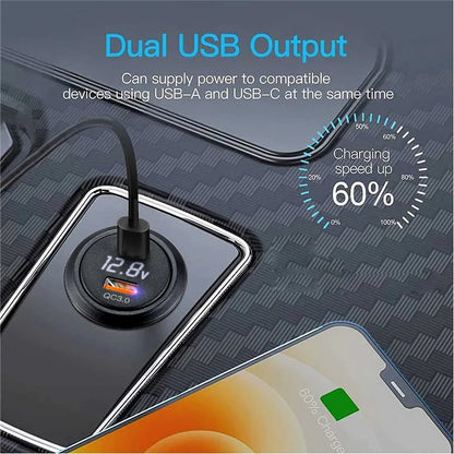 12v usb socket with voltmeter  usb c fast charge car charger for  bmw e46 bmw e61 e60 bmw f30 bmw f10 f20 e39 e90 e91 bmw x3 e83