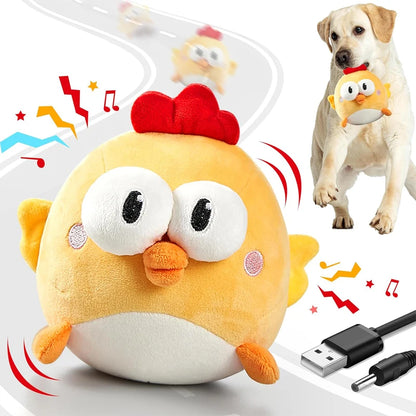 Interactive Dog Toy, Squeaky Moving Ball Toy with Jumping & Music Modes, Rechargeable Plush Chew Cute Pet Cat Dog Toys