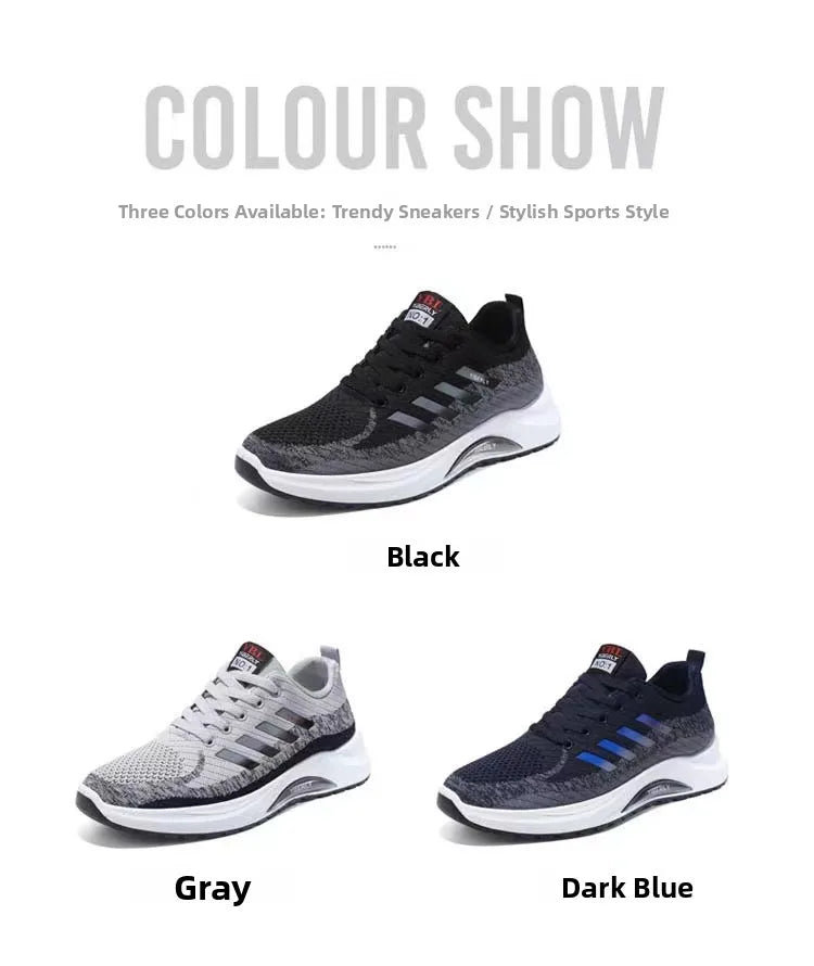 Men's Fashionable Sporty Casual Shoes Spring Autumn New Style Running Shoes Breathable Mesh Upper Thick Bottom PVC Outsole