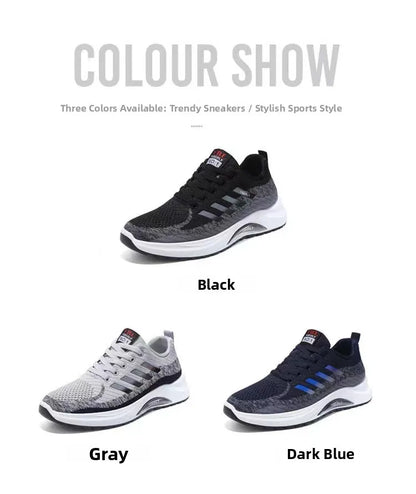 Men's Fashionable Sporty Casual Shoes Spring Autumn New Style Running Shoes Breathable Mesh Upper Thick Bottom PVC Outsole