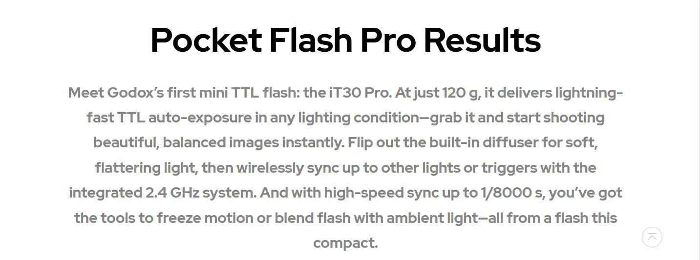 Godox iT30 Pro C N S iT30Pro Touchscreen Pocket Flash TTL 2.4G Wireless on Camera Flash for Canon,Sony,Nikon,Olympus,Fujifilm