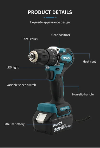 Original Makita DDF487 18V Brushless Cordless Drill Driver - 10mm Chuck, 2-in-1 Drill & Screwdriver for DIY/Home/Work