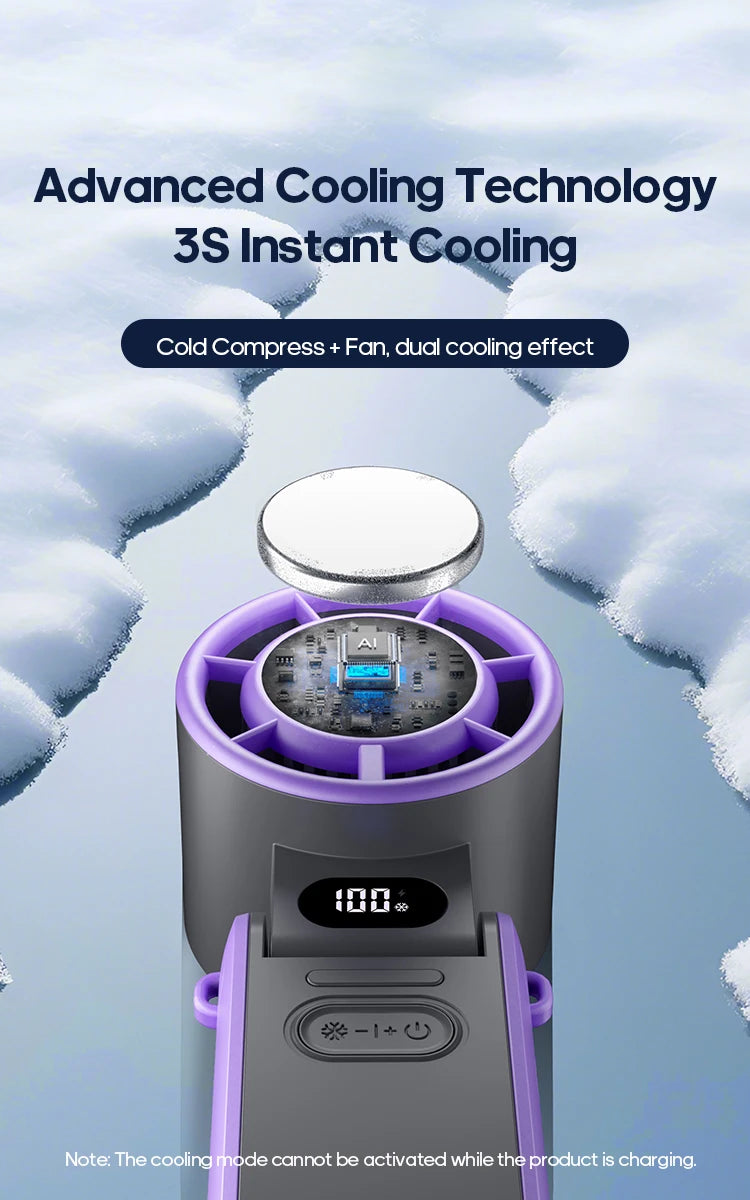 New Foldable Air Cooling Rechargeable Fan 3600mAh Portable Mini Handheld Fan 100-Speed Stepless Turbo Wind for Outdoor Travel