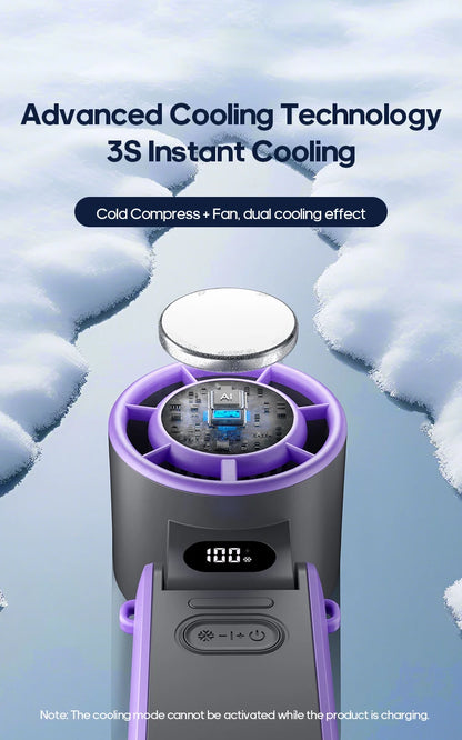 New Foldable Air Cooling Rechargeable Fan 3600mAh Portable Mini Handheld Fan 100-Speed Stepless Turbo Wind for Outdoor Travel