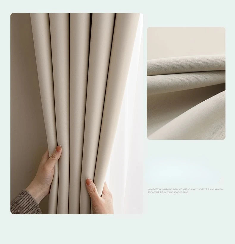 Light Luxury High Grade Bedroom High Blackout Curtain Ins Style Living Room Curtains Green Natural Solid Color Thickened Drapes
