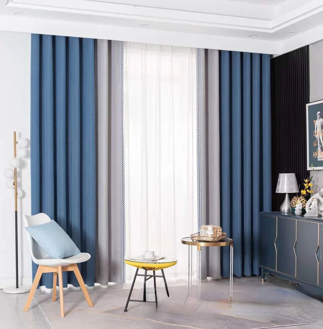 New Baby Velvet Seamless Stitching Wheat Ears Standing Edge Living Room Bedroom Blackout Curtain Blue Pink Nordic Simple Rhj
