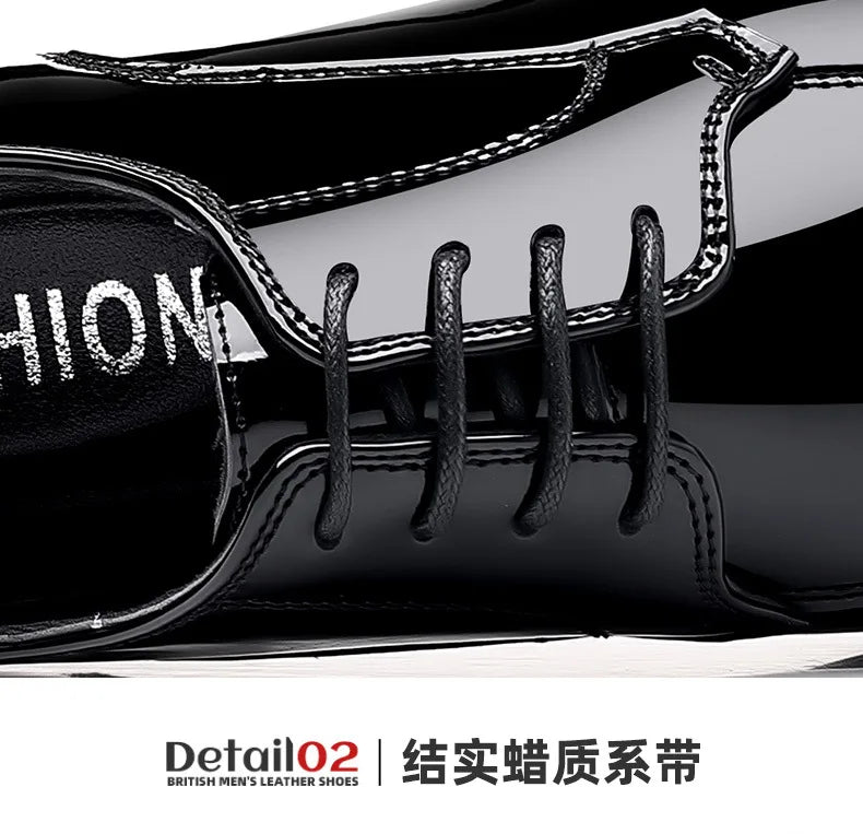 Business Men's Dress Shoes Patent Leather Trend Mens Party Shoe Soft Sole Casual Shoes Plus Size 38-48 Men Shoes High Quality