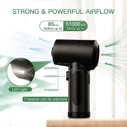 Protable Air Duster for Computer Cleaning 51000RPM Cordless Compressed Air Blower with LED Light for PC computers Keyboard Clean