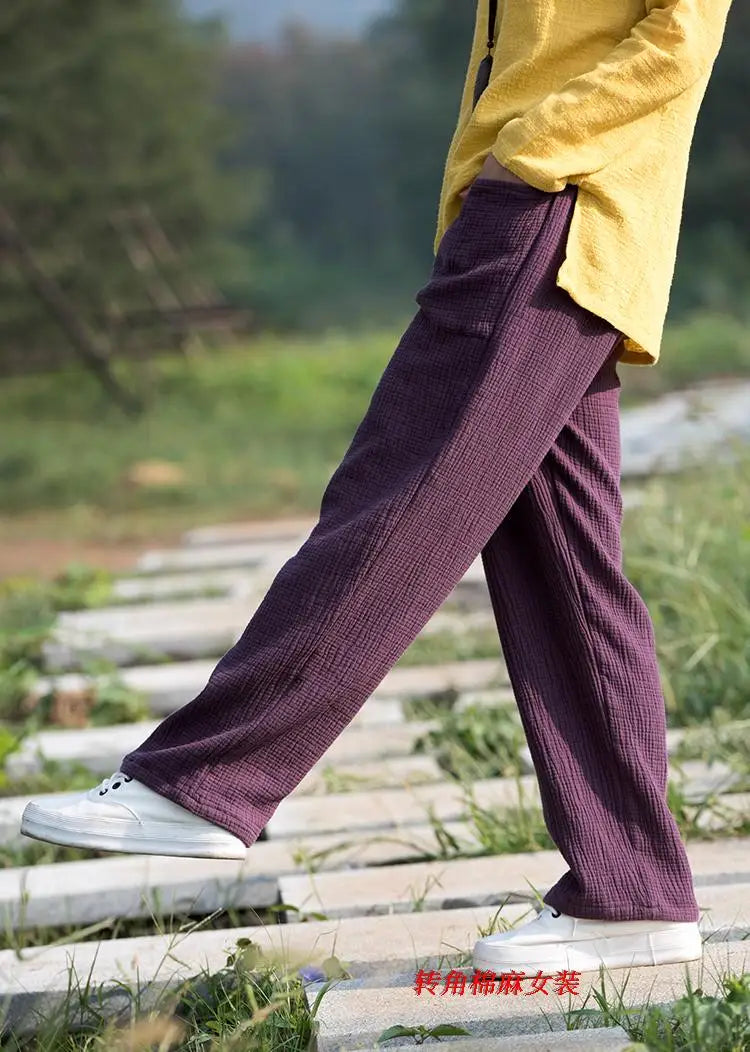 2024 Spring Women' Fashion comfortable cotton linen pants Plus size Women pleated Autumn pants with pockets 5XL 6XL pantalones