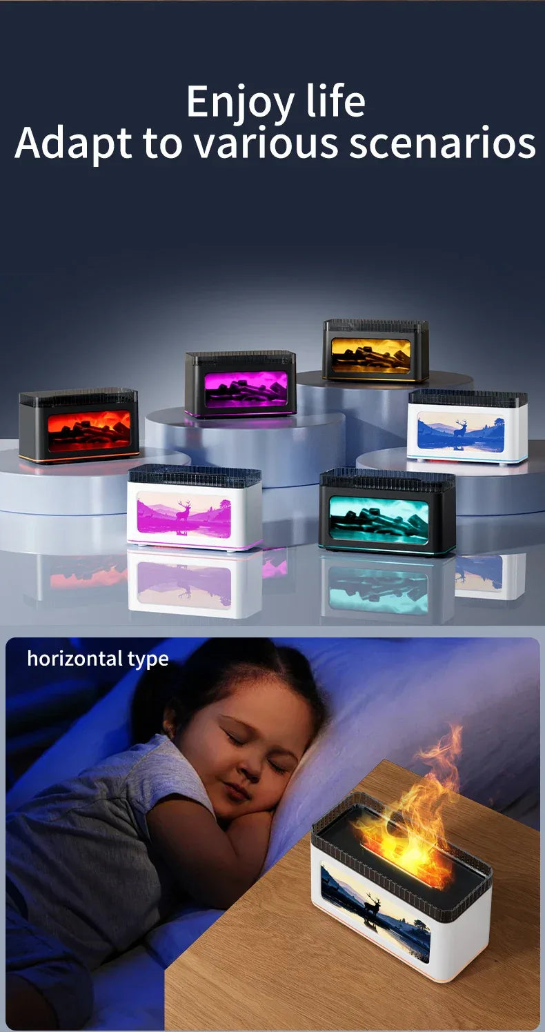 Mini Fireplace Aroma Diffuser & Air Humidifier: 7-Color Light Effects, for Christmas New Year| Essential Oil Diffuser