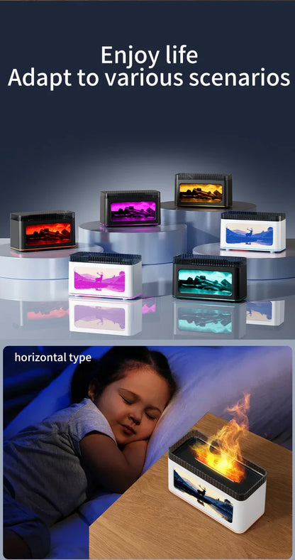 Mini Fireplace Aroma Diffuser & Air Humidifier: 7-Color Light Effects, for Christmas New Year| Essential Oil Diffuser
