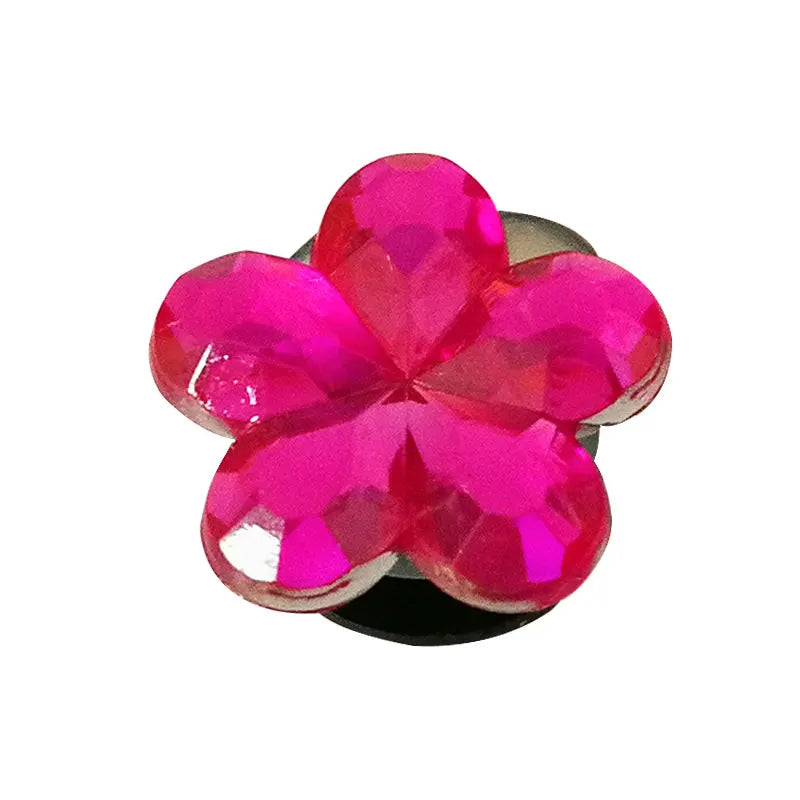 1PCS Bling Crystal PVC Shoe Charms Flower Heart Shaped Gem DIY Accessories Shoe Decorations Charms Transparent Diamond