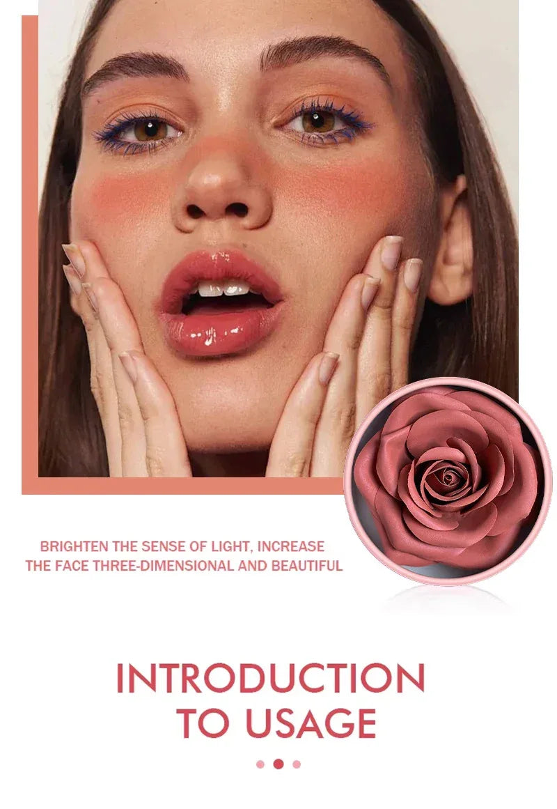 4-Color Rose Petal Blush,Waterproof Blush Cream,Natural Finish,Light Coverage,Perfect Gift for Christmas and Valentine's Day