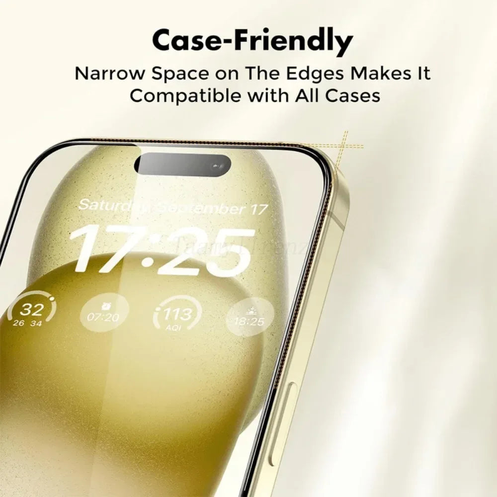 2Pcs Ultra HD Tempered Glass For iPhone 17 16 15 14 13 Pro Max Air 16e 12 11 Pro 15 14 Plus XS XR One Click Easy Install Glass