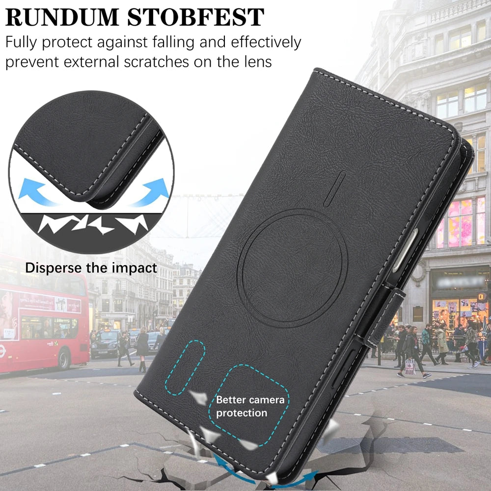 2 in 1 Magsafe Wallet Case For iPhone 17 Promax Air 16 Pro Max 15 Plus 14 13 12 iphone17 Cards Slot Leather Flip Phone Cover