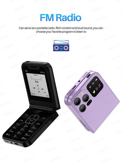 SERVO A50 PRO Flip Mobile Phone 2.4" Display Speed Dial Call Recording Blacklist 2 SIM Unlocked Foldable Cellphones New Version