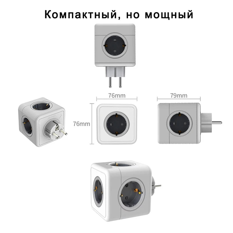 Massfa Multi Usb Power Strip Electrical Plug Cube Multiple Extension Socket with 4 Eu Outlets 3680W Adapter for Home Office