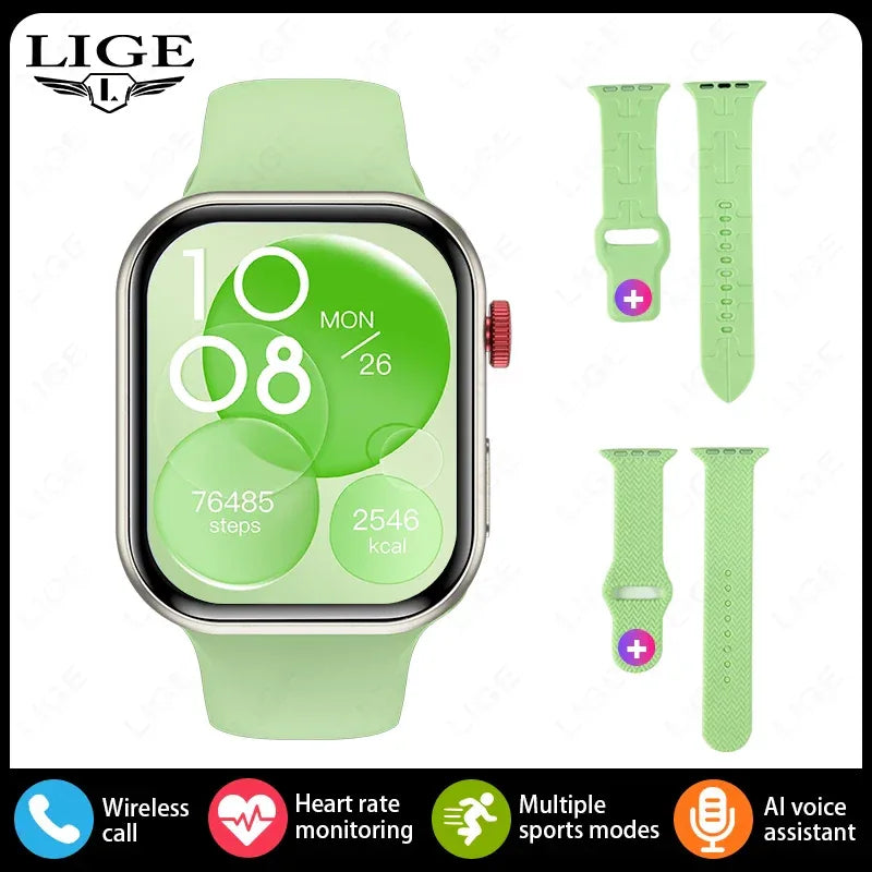 LIGE New Heart Rate Health Smartwatch Men Women 2.01" Bluetooth Call Music Smart Watches Ladies Sports Fitnesss Smart Watch Gift