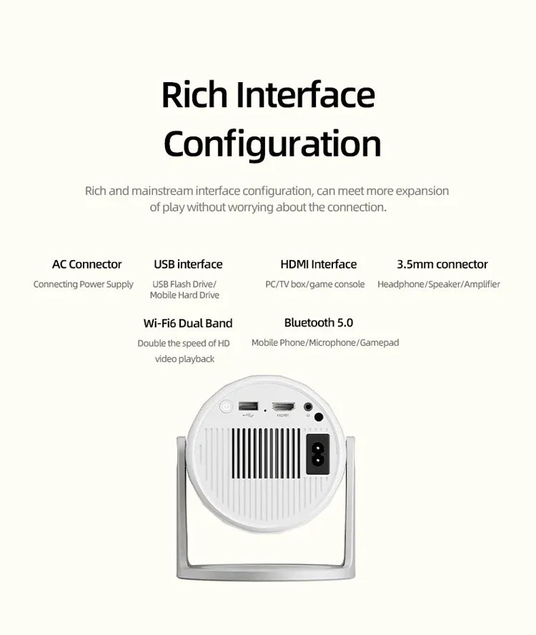 Lenovo Portable 4K Projector 100M Android 12 WIFI 6 TOF No-Sense Auto Focus Outdoor Full HD Projector Video Movie Home Theater