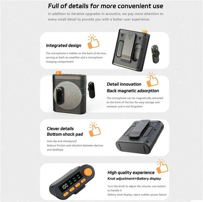 Mini Wireless Megaphone Speaker With Lavalier Microphone Bluetooth Portable Voice Amplifier for Teachers Tour Guides Coaches
