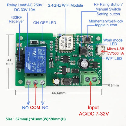Ewelink WIFI Garage Door Opener Controller Smart Switch On Off Relay Module Gate Open Voice Control Alexa Google Home