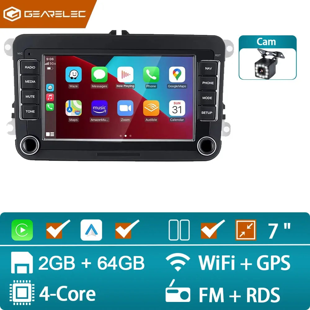 2 Din Android Car Radio Multimedia Player GPS WiFi Carplay For VW Volkswagen Skoda Octavia golf 5 6 touran passat B6 polo Jetta