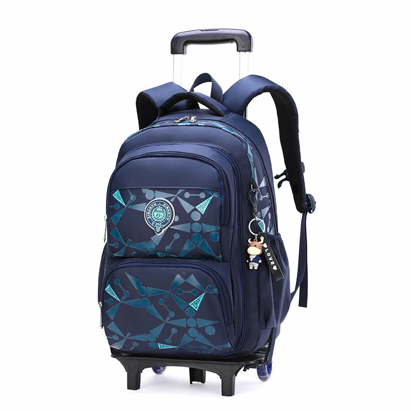 High-capacity on 2/6 Wheels Waterproof Luggage Rolling Bag Student Shoulder Backpack  Detachable Children Rolling School Bags
