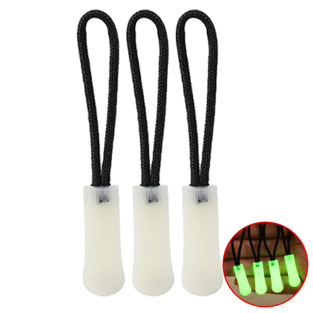 30-3pcs Luminous Zipper Pull Rope Glow in The Dark Zipper Head Anti-lost Backpack Clothes Jackets Slider DIY Repair Sewing Tool