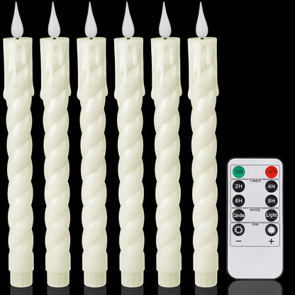 Lot de 6 bougies décoratives LED sans flamme, à piles, avec télécommande et minuterie, pour la maison, les fêtes et les mariages.