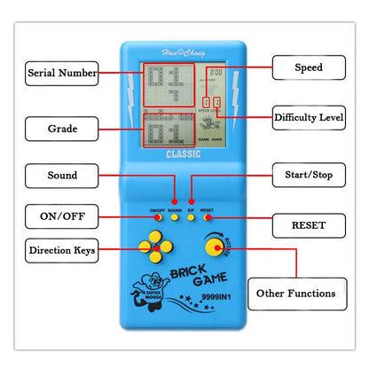 Classic Retro Handheld Game Players for Tetris Console Large Screen Children's Nostalgic Pocket Game Machine Kids Puzzle Toys
