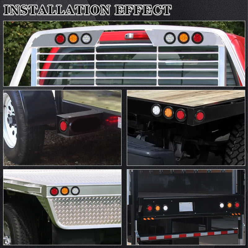 2inch Round led Side Marker Lights Truck Side Lights 12V Trailer Lorry Clearance Lights Rear tali stop lamp Yellow Red White