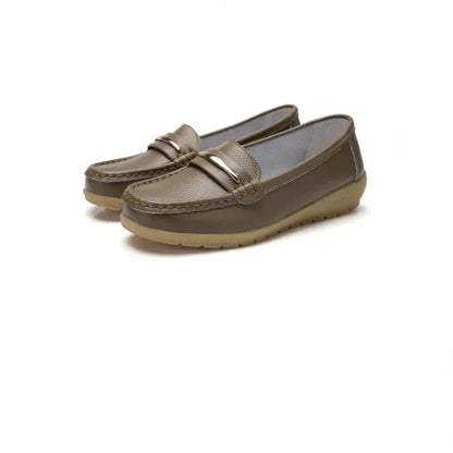 2025 New Genuine Leather Shoes Woman Slip On Women Flats Moccasins Women's Loafers Spring Autumn Mother Shoe Big Size 35-44