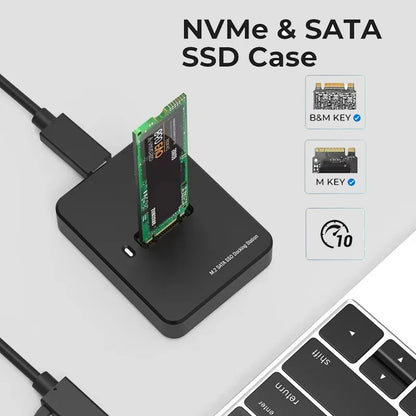 Blueendless External SSD Hard Disk M.2 SSD Enclosure 10Gbps Online Reading Writing Speed SSD Case For SATA NVME Docking Station