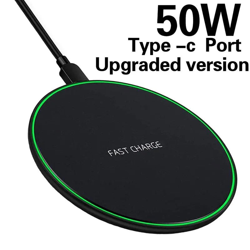 50W Wireless Charger Pad For IPhone 16 15 14 13 12 Pro XS Max 8 Upgrade Fast Wireless Charging Station For Samsung Xiaomi Huawei