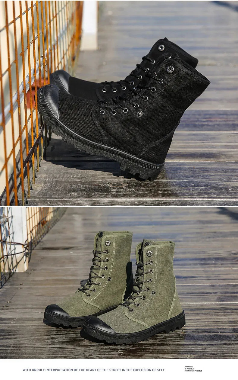 2024 Men's Fashion Canvas Shoes Spring and Autumn Outdoor Shoes Thick-soled High-top Shoes Cuff Shoes Fashion Sports Shoes