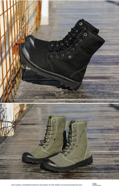 2024 Men's Fashion Canvas Shoes Spring and Autumn Outdoor Shoes Thick-soled High-top Shoes Cuff Shoes Fashion Sports Shoes