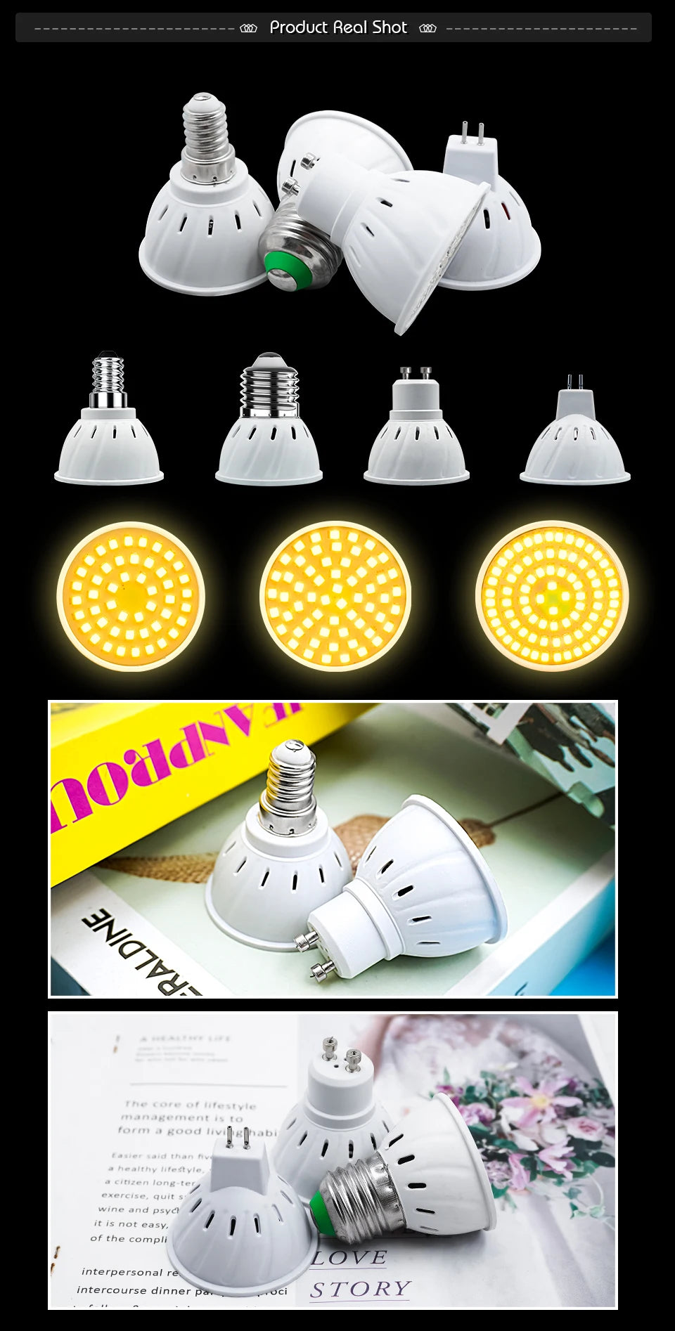 1-10PCS GU10 MR16 E14 E27 Spotlight Lampada LED Bulb AC110V 220V Bombillas Spot Light Replace The Halogen Lamp Home Derection