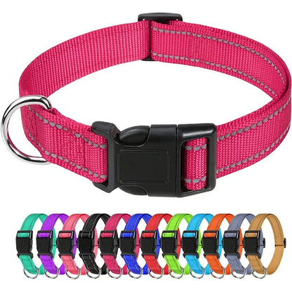 Reflective Dog Collar Strap with Adjustable Safety Nylon Pet Collar Pet Traction Rope Suitable for Small and Medium-Sized Pets
