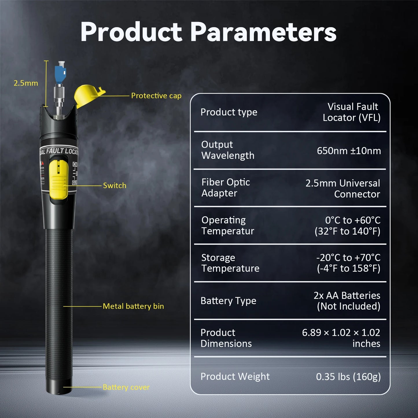Fiber Optic Cable Tester Pen 30/50/80/100mw Visual Fault Locator SC/FC/ST 2.5mm Interface VFL 30/50/80/100Km Range