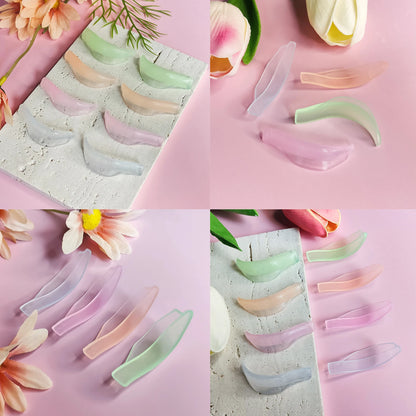 Lomansa 4 Pairs L Curl Silicone Eyelash Perm Rod Shield Sticky Lash Lift Pad Lifting 3D Eyelash Curler Accessories Makeup Tool